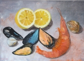 Meeresfrüchte, 50 x 70 Acryl